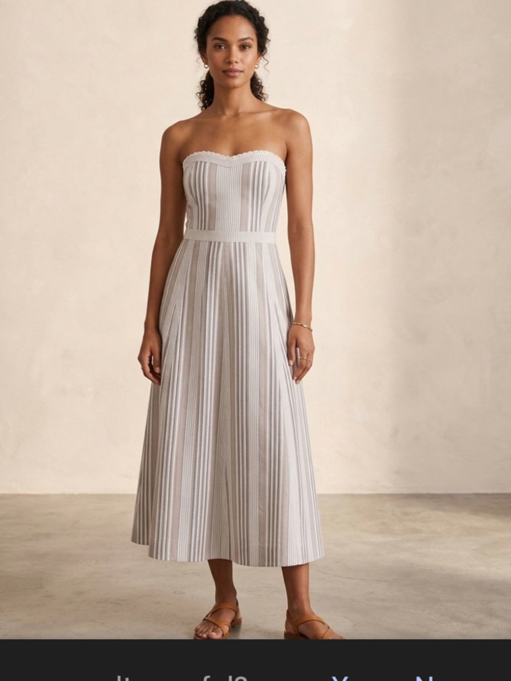 Harve Benard Cream and Gray Strapless Midi Dress Vintage NWT